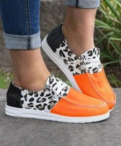 Coupon 🌟 ROSY Orange & White Leopard Boat 👟 Shoe - 👩 Women ✔️