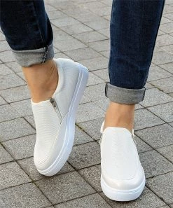 Top 10 ✔️ ROSY White Side-Zip 👟 Sneaker - 👩 Women 😀 -ROSY SHOP zu101909544 alt 2 tm1639090102