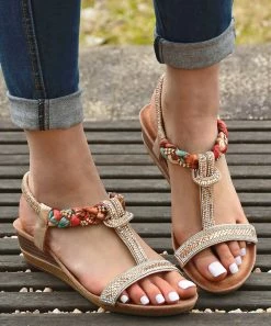 Best reviews of 🎁 ROSY Gold Braid-Strap Rhinestone Wedge 🩴 Sandal - 👩 Women 👍 -ROSY SHOP zu103555567 alt 3 tm1645916679