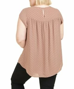 Brand new ✔️ DR2 Rosy Brown Pleated-Detail Cap-Sleeve Top - Plus 🛒 -ROSY SHOP zu103718680 alt 2 tm1646338048