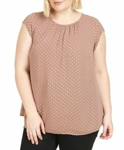 Brand new ✔️ DR2 Rosy Brown Pleated-Detail Cap-Sleeve Top - Plus 🛒