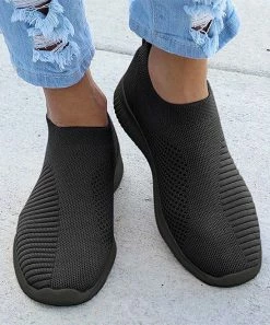 Coupon ⌛ ROSY Black Knit Slip-On 👟 Sneaker - 👩 Women 😍