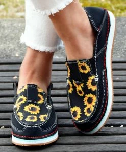 New π ROSY Navy & Yellow Sunflower Slip-On π Sneaker - π© Women π