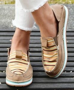 Best deal ❤️ ROSY Khaki & Yellow Geometric Stripe Slip-On 👟 Sneaker - 👩 Women 🛒