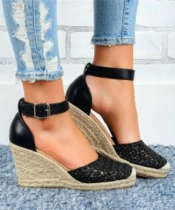 Promo 🤩 ROSY Black Perforated D'Orsay Espadrille - 👩 Women 😍