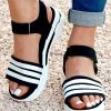 Cheap ✨ ROSY Black & White Stripe Platform 🩴 Sandal - 👩 Women 😀