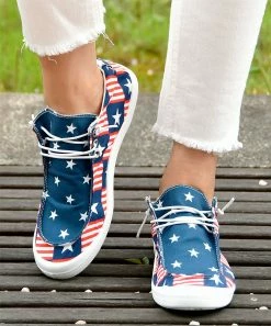 Deals π ROSY Navy & Red Star & Stripe Boat π Sneaker - π© Women π
