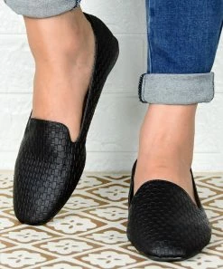 Coupon 🎁 ROSY Black Woven-Texture Loafer - 👩 Women ✨