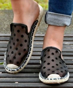 Promo ❤️ ROSY Black Polka Dot Espadrille Mule - 👩 Women 👍