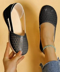 Cheapest 😀 ROSY Black Perforated Flat - 👩 Women 🥰 -ROSY SHOP zu106907641 alt 2 tm1655904558