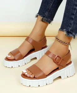 Buy ⌛ ROSY Brown Ankle-Strap Platform 🩴 Sandal - 👩 Women 😀 -ROSY SHOP zu107211031 alt 2 tm1657200974