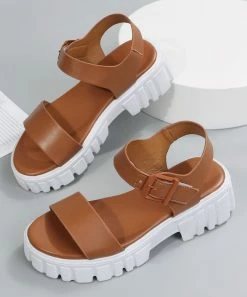 Buy ⌛ ROSY Brown Ankle-Strap Platform 🩴 Sandal - 👩 Women 😀 -ROSY SHOP zu107211031 alt 3 tm1657200974