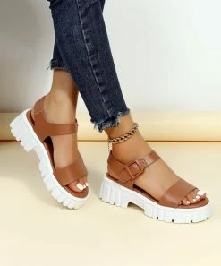 Buy ⌛ ROSY Brown Ankle-Strap Platform 🩴 Sandal - 👩 Women 😀