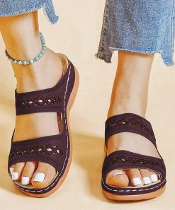 Cheapest 🎁 ROSY Coffee Eyelet Double-Strap Slide - 👩 Women 👏