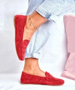 Best Pirce ✔️ ROSY Red Perforated Loafer - 👩 Women 🎉 -ROSY SHOP zu107408748 alt 2 tm1657929562