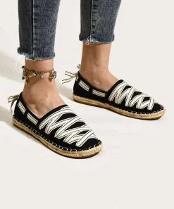 Best Sale 🥰 ROSY Black Crisscross Slip-On Espadrille - 👩 Women ⌛ -ROSY SHOP zu107510512 alt 3 tm1658427294