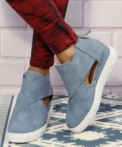 Budget ⭐ ROSY Blue Cutout-Side Wedge 👟 Sneaker - 👩 Women 👍