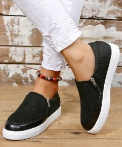 Wholesale 👏 ROSY Black Zip-Accent Slip-On 👟 Sneaker - 👩 Women 🌟