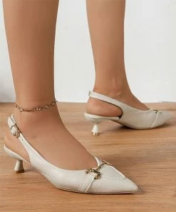 Flash Sale ✨ ROSY Beige Bit-Accent Pointed-Toe Slingback Pump - 👩 Women 💯 -ROSY SHOP zu107974703 alt 3 tm1659568795