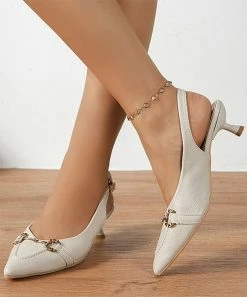 Flash Sale ✨ ROSY Beige Bit-Accent Pointed-Toe Slingback Pump - 👩 Women 💯