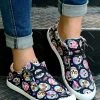 Budget 🔥 ROSY Black & Cyan Sugar Skull Boat 👟 Sneaker - 👩 Women 🧨
