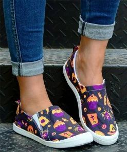 Best deal 🛒 ROSY Purple & Orange Pumpkin Icons Slip-On 👟 Sneaker - 👩 Women 🌟