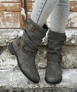 Hot Sale β¨ ROSY Gray Buckle-Detail Ankle Boot - π© Women π