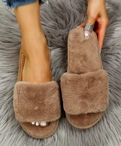 Hot Sale 💯 ROSY Brown Faux-Fur Single-Strap Slipper - 👩 Women 🥰