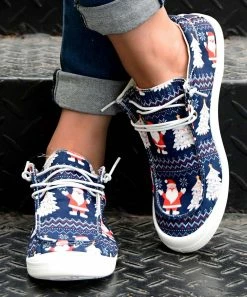 Buy 🎉 ROSY Navy & Red Santa Claus Boat 👟 Shoe - 👩 Women 👏 -ROSY SHOP zu109487463 alt 2 tm1664911210