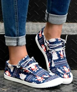 Buy 🎉 ROSY Navy & Red Santa Claus Boat 👟 Shoe - 👩 Women 👏
