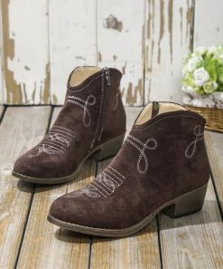 Budget 💯 ROSY Coffee Embroidered Ankle Boot - 👩 Women ⌛ -ROSY SHOP zu109701378 alt 3 tm1665674399