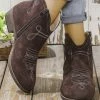 Budget 💯 ROSY Coffee Embroidered Ankle Boot - 👩 Women ⌛
