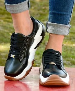 Best Sale 🎁 ROSY Black & White Wave Platform 👟 Sneaker - 👩 Women 🎉 -ROSY SHOP zu110048285 alt 2 tm1666984301