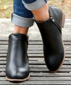 Best Sale 🤩 ROSY Black Double-Zip Ankle Boot - 👩 Women 🎉 -ROSY SHOP zu110605047 alt 2 tm1668201772