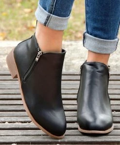 Best Sale 🤩 ROSY Black Double-Zip Ankle Boot - 👩 Women 🎉 -ROSY SHOP zu110605047 alt 3 tm1668201772