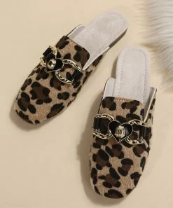 Outlet 😀 ROSY Brown Leopard Goldtone Bit Mules - 👩 Women 🌟 -ROSY SHOP zu110605085 alt 3 tm1668201772