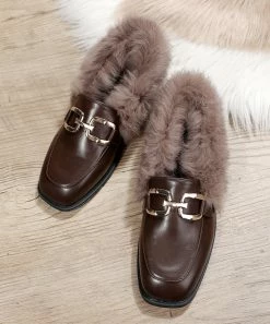 Wholesale ❤️ ROSY Coffee Faux-Fur Buckle Loafer - 👩 Women 👍 -ROSY SHOP zu110605155 alt 3 tm1668265990