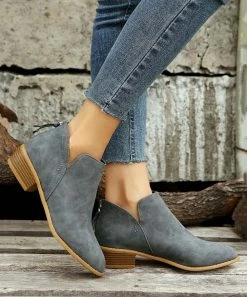 Brand new 🥰 ROSY Gray Twin Buckle Ankle Boot - 👩 Women 😀 -ROSY SHOP zu110614115 alt 3 tm1668201772