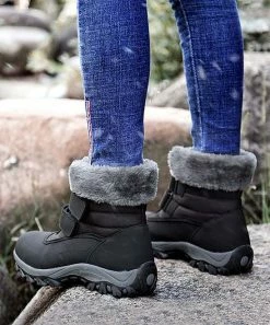 Best Sale ❤️ ROSY Black Faux-Fur Lined Hook & Loop Winter Boot - 👩 Women 🤩 -ROSY SHOP zu110799479 alt 3 tm1668712624