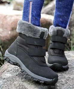 Best Sale ❤️ ROSY Black Faux-Fur Lined Hook & Loop Winter Boot - 👩 Women 🤩