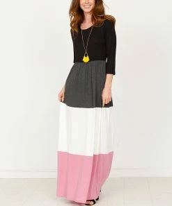 Best Sale ⌛ Egs By éloges Charcoal Color Block Maxi 👗 Dress - 👩 Women 🔔