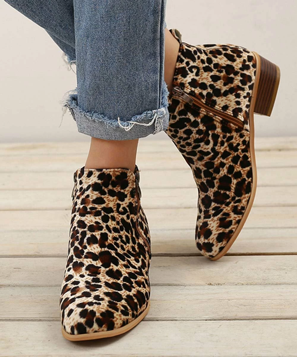 Budget π ROSY Brown Leopard Round-Toe Ankle Boot - π© Women 𧨠3 Budget π ROSY Brown Leopard Round-Toe Ankle Boot - π© Women 𧨠- Image 3