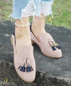 Hot Sale π ROSY Pink & Gray Tassel-Trim Perforated Loafer - π© Women π