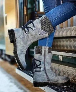 New 🔔 ROSY Gray Back Lace-Up Ankle Boot - 👩 Women ⭐