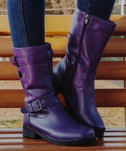 Cheapest 😉 ROSY Purple Double-Buckle Boot - 👩 Women 🎉 -ROSY SHOP zu90972907 alt 2 tm1605714012
