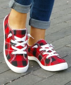 Top 10 🎉 ROSY Red Plaid Fleecy-Lined 👟 Sneaker - 👩 Women 👍