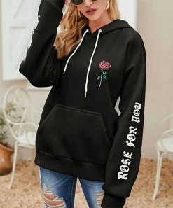 Top 10 😍 Romantichut Black 'Rose For You' Hoodie - 👩 Women 🎁 -ROSY SHOP zu91377620 alt 2 tm1607110233