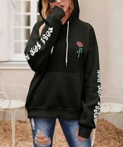Top 10 😍 Romantichut Black 'Rose For You' Hoodie - 👩 Women 🎁