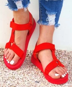 Outlet 😍 ROSY Red Triangle-Strap 🩴 Sandal - 👩 Women ❤️ -ROSY SHOP zu94668633 alt 2 tm1617891934