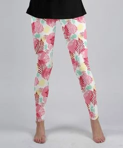 Brand new 💯 Beyond This Plane Pink & White Tropical Leaf Leggings - Plus ❤️